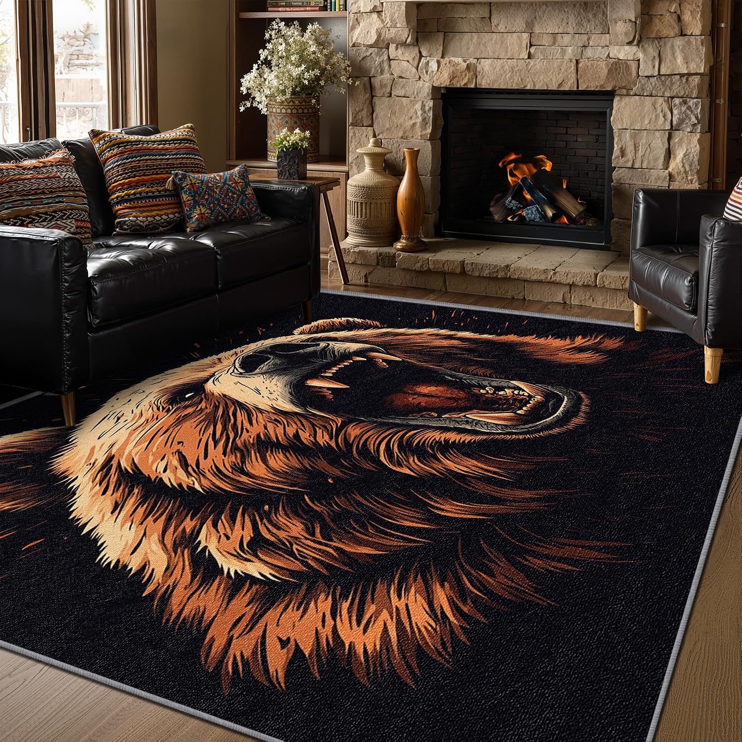 Thread Bear Rug Amazon.com: SherAvant Brown Bear Rug - 5x7 Rug, Wildlife Hunting Black ...