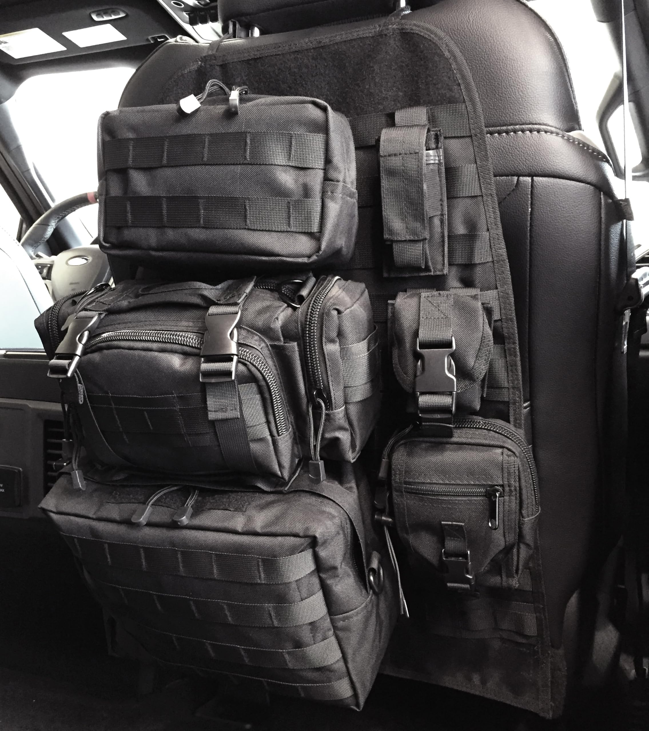 Mojave™ Tactical Back Seat Organizer Storage w/6 Multi Bags, Car Trunk Organizer Law Enforcement Gear Storage Seat Back Organizer for Cars SUV Trucks, Jeep Off Road Accessories - Black