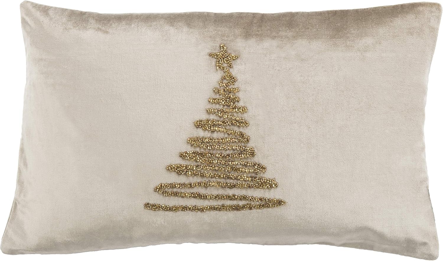 SAFAVIEH Enchanted Evergreen Throw Pillow, 12"x22", Beige/Gold