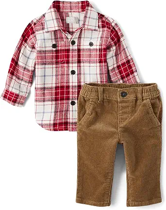 The Children's Place baby-boys And Newborn Long Sleeve Dress Shirt and Pants 2-piece Set