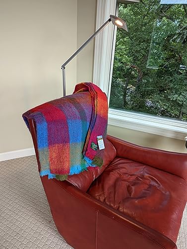 Miniatura 6 de Manta de lana y mohair de angora irlandés genuina de Irlanda, 72 x 54 pulgadas, estilo celta tradicional, sensación y calidez supersuaves, cuadros