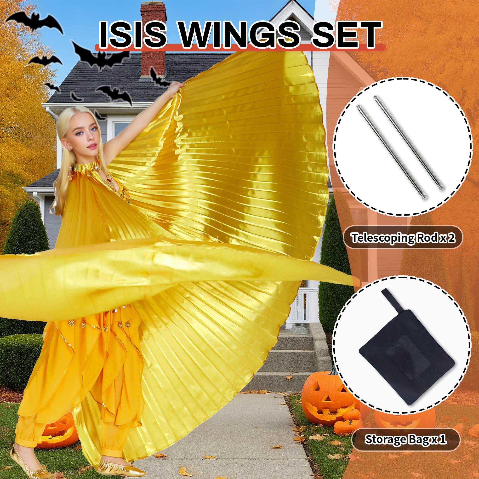 Baisdan Ali di Iside Apribili con Bastoni, Ali Danza del Ventre per Donne, Costume Halloween e Carnevale