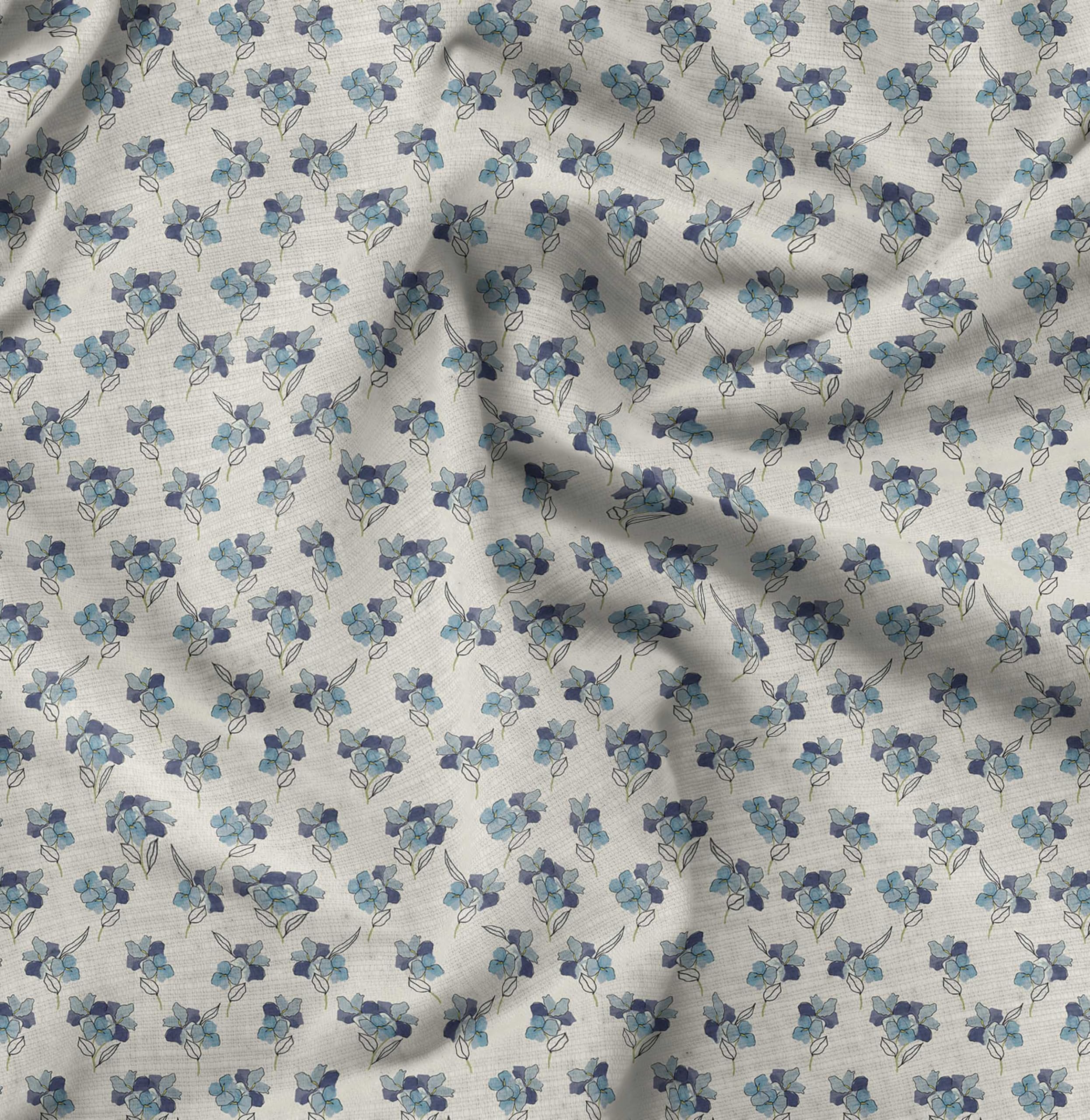 Soimoi Heavyweight Cotton Poplin Fabric Material, Beige - Watercolor Flower Printed-42 Inch Width, Natural Cotton Material for Quilt Making, Dresses, Skirts, Pillowcases, Tablecloths, Kurtis, 1 Meter