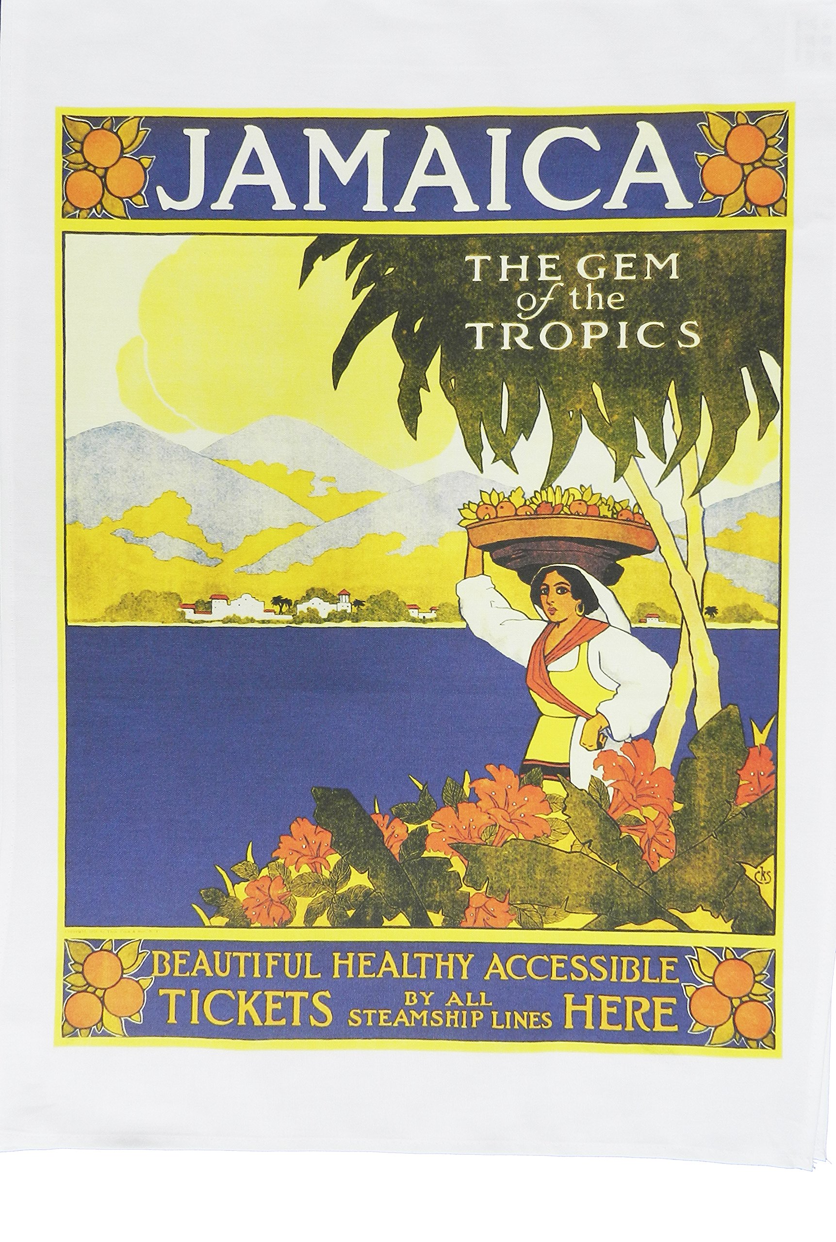 Half A Donkey Jamaica - The Gem Of The Tropics Large Cotton Tea Towel
