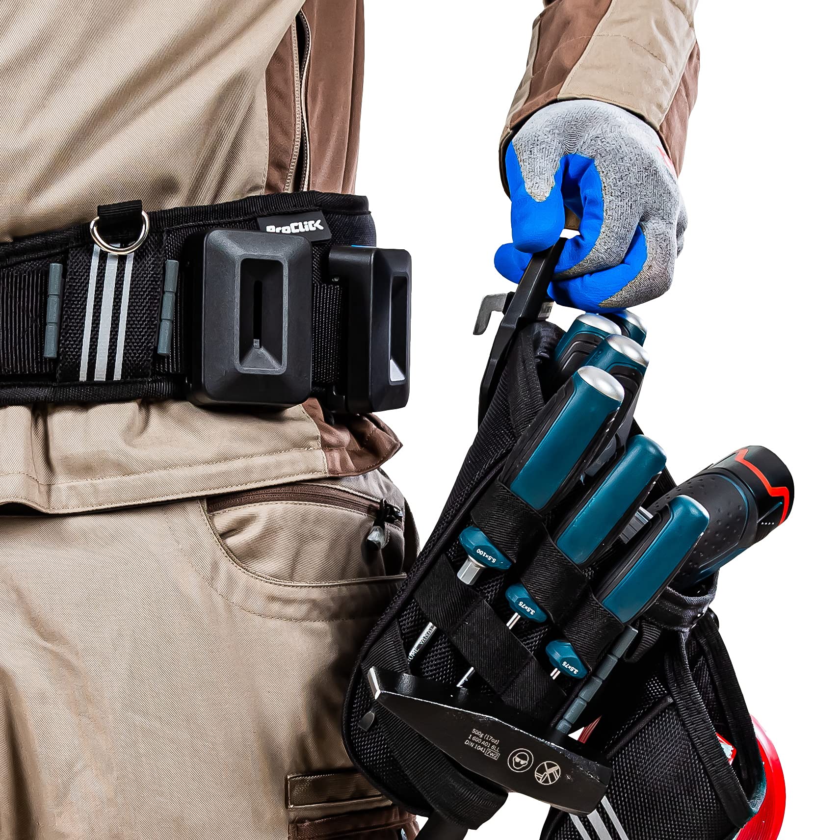 Bosch Sortimo ProClick Tool-Pouch L 36 w zestawie ProClick Holder - profesjonalna torba na narzędzia z wytrzymałej tkaniny syntetycznej - duża torba na pasek dla elektryków dla mężczyzn na plac budowy