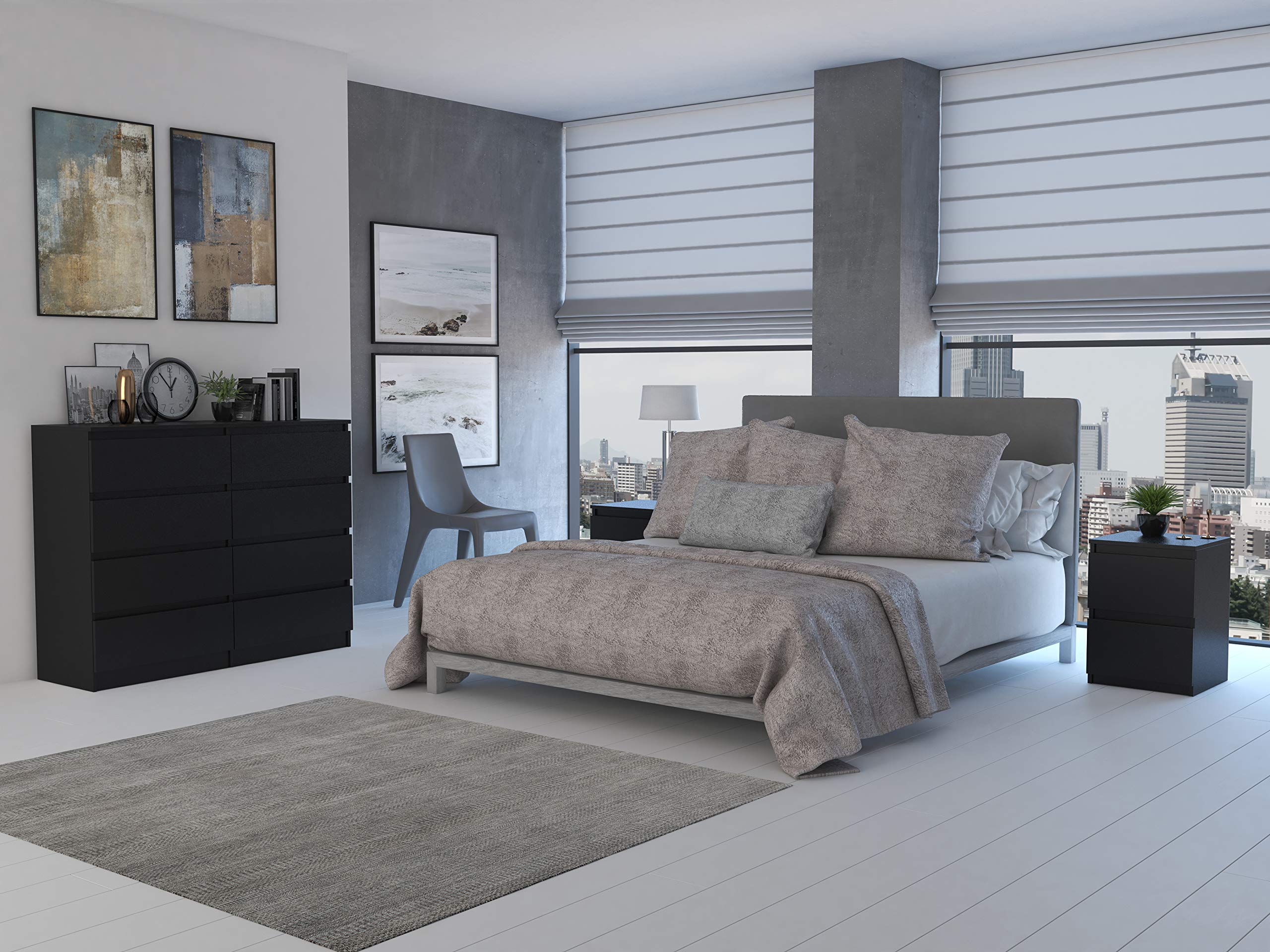 ADGO Malwa M8 120 Comò con 8 Cassetti 120x97x40 cm, Classico Armadio