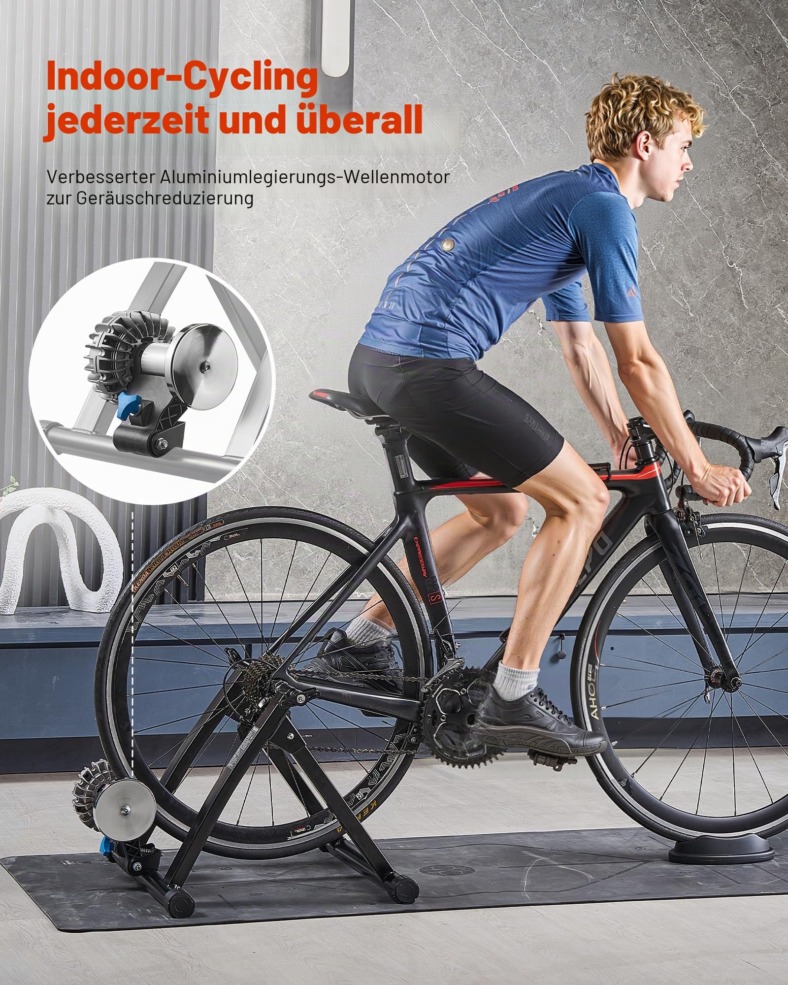 VEVOR Fahrradtrainerständer, magnetischer stationärer Fahrradständer für 26-29-Zoll-Räder, 6 Widerstandseinstellungen, Geräuschreduzierender Schwungradmotor, für Indoor-Fahrübungen