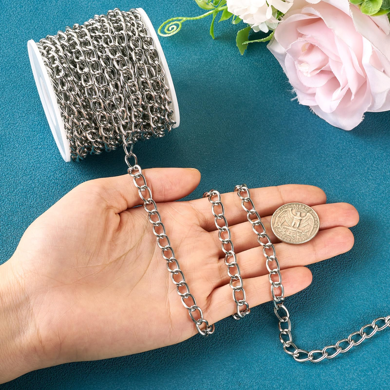 Amazon.com: Beadthoven 32.8ft Aluminium Curb Chain Roll 6mm Wide