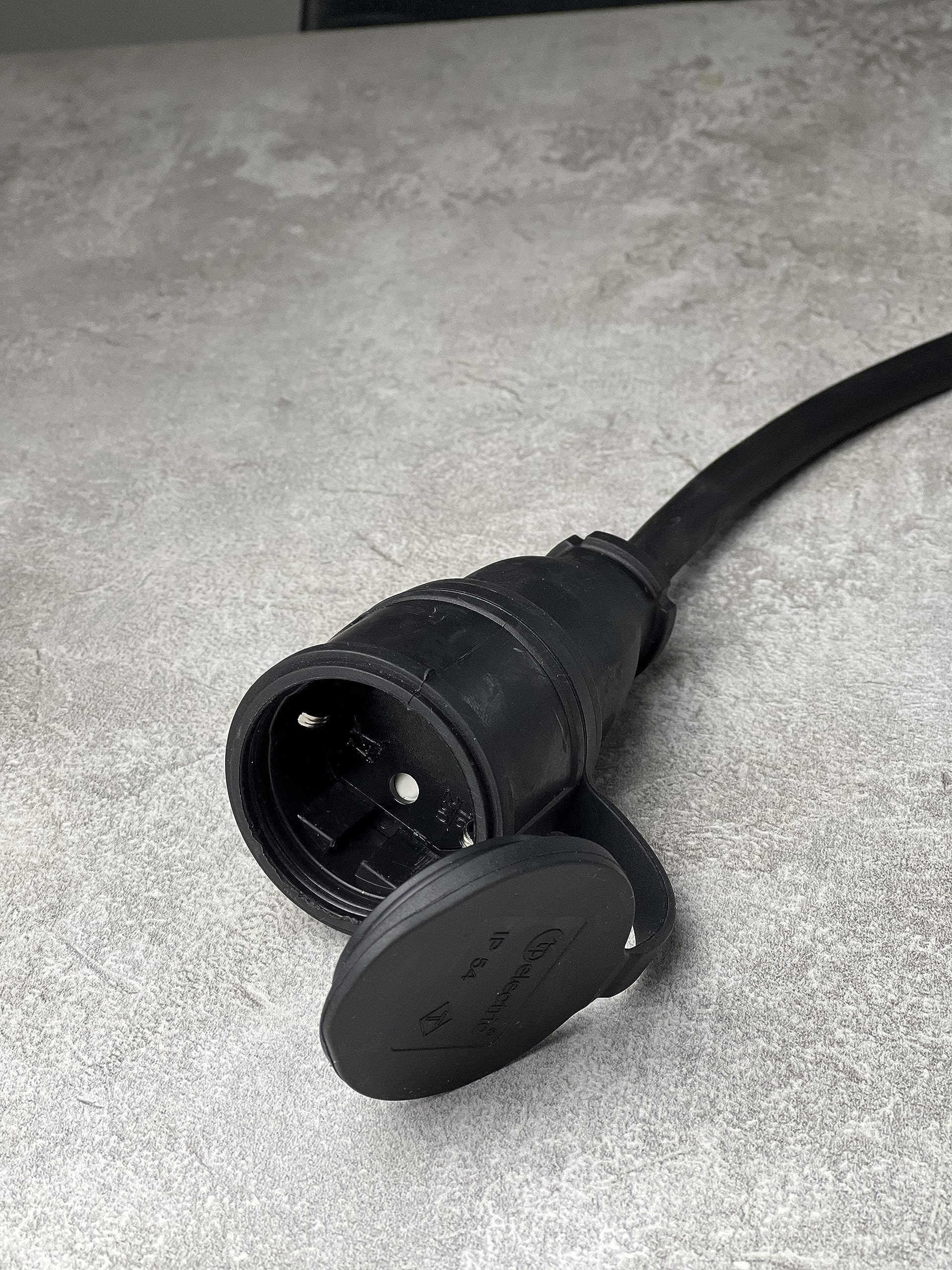 CEE 16A Starkstrom Stecker auf Schuko Kupplung 230V 3x2,5mm² Gummischlauchleitung IP44