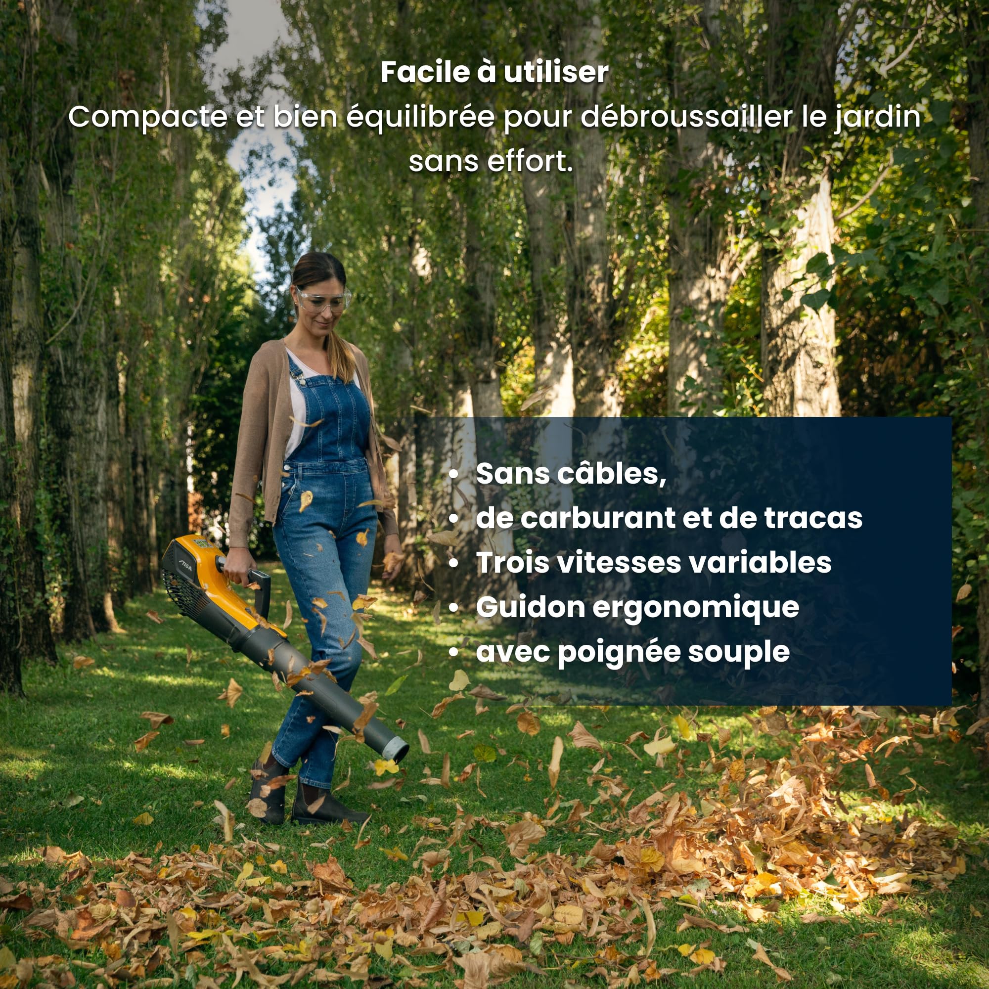 STIGA BL 500e Souffleur à Feuilles sans Fil, 48 V, 500 W – 3 Vitesses, 55 m/s – Nettoyage Extérieur Rapide