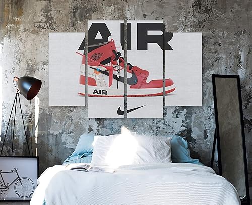 Air Sneakers Red Basketball Canvas Art Wall Art Home Decor (4 Pieces Medium)