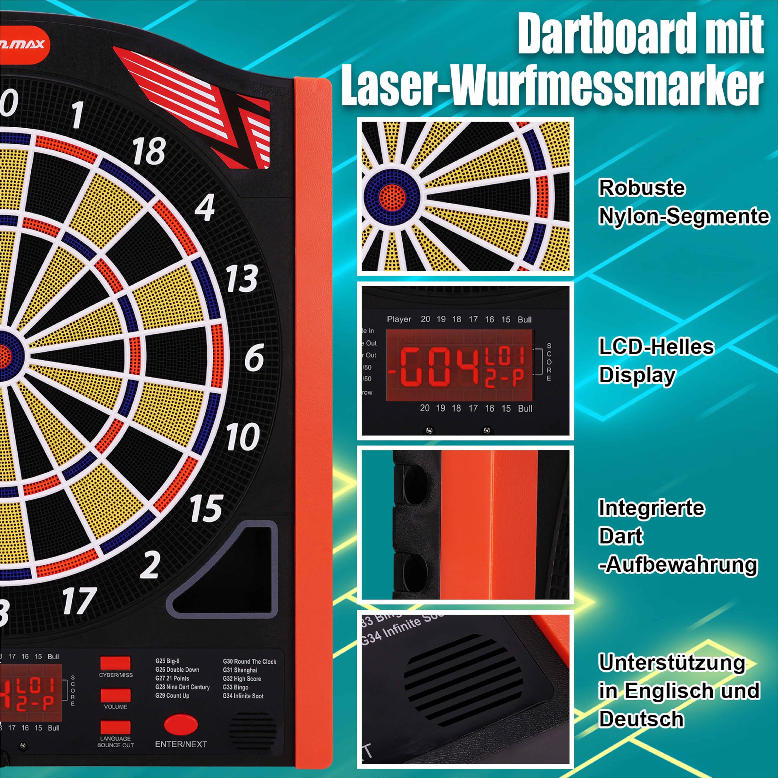 Juego Profesional de Diana electrónica de 1 a 8 Jugadores con 12 Dardos