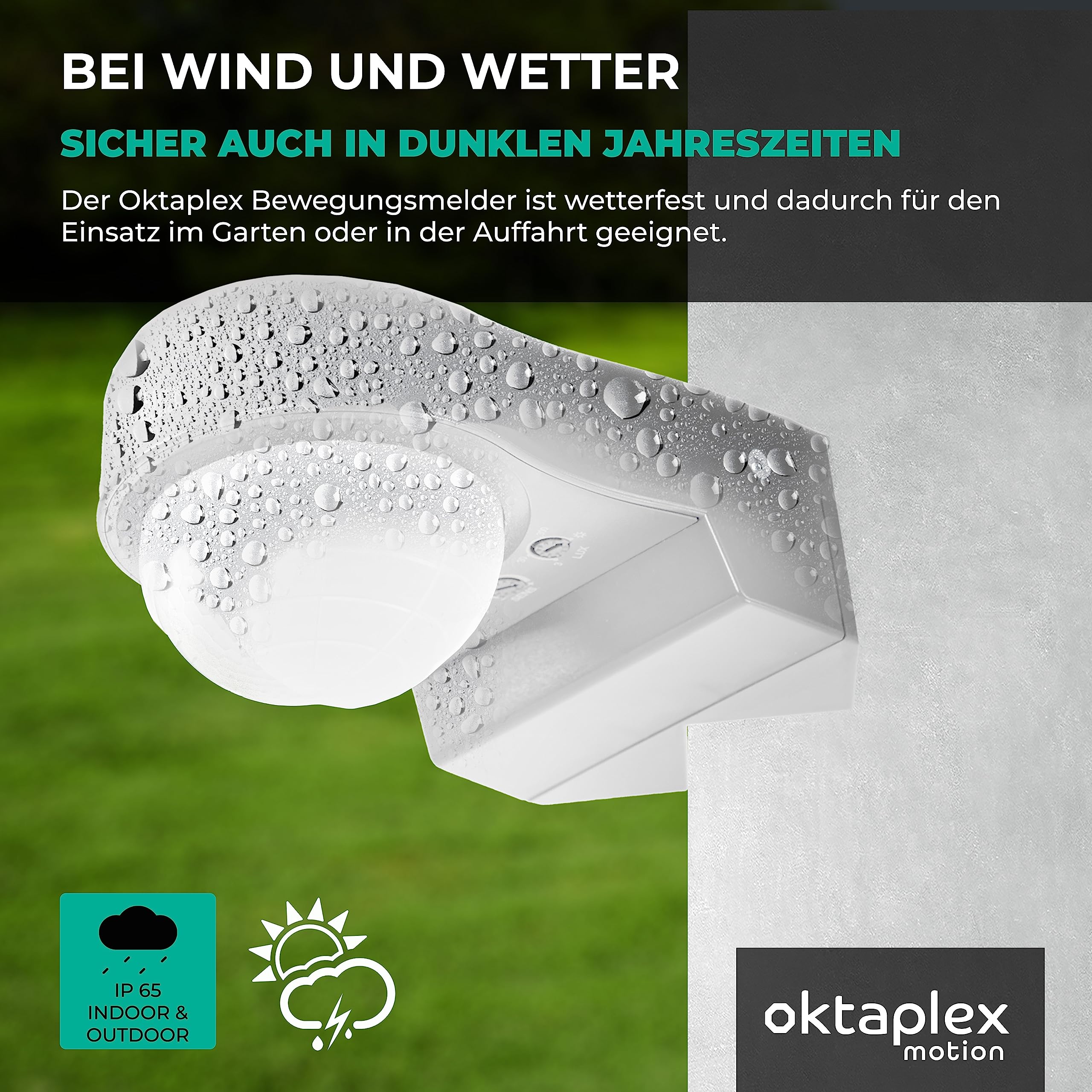 Oktaplex Set de 2 Don Sensor de Movimiento Exterior 230V IP65 240° Sensor infrarrojo Ajustable 10m de Alcance Blanco Incl. Soporte esquinero | IP65 240° Sensor infrarrojo ajustable 10 m incluye soporte de esquina de 230 V