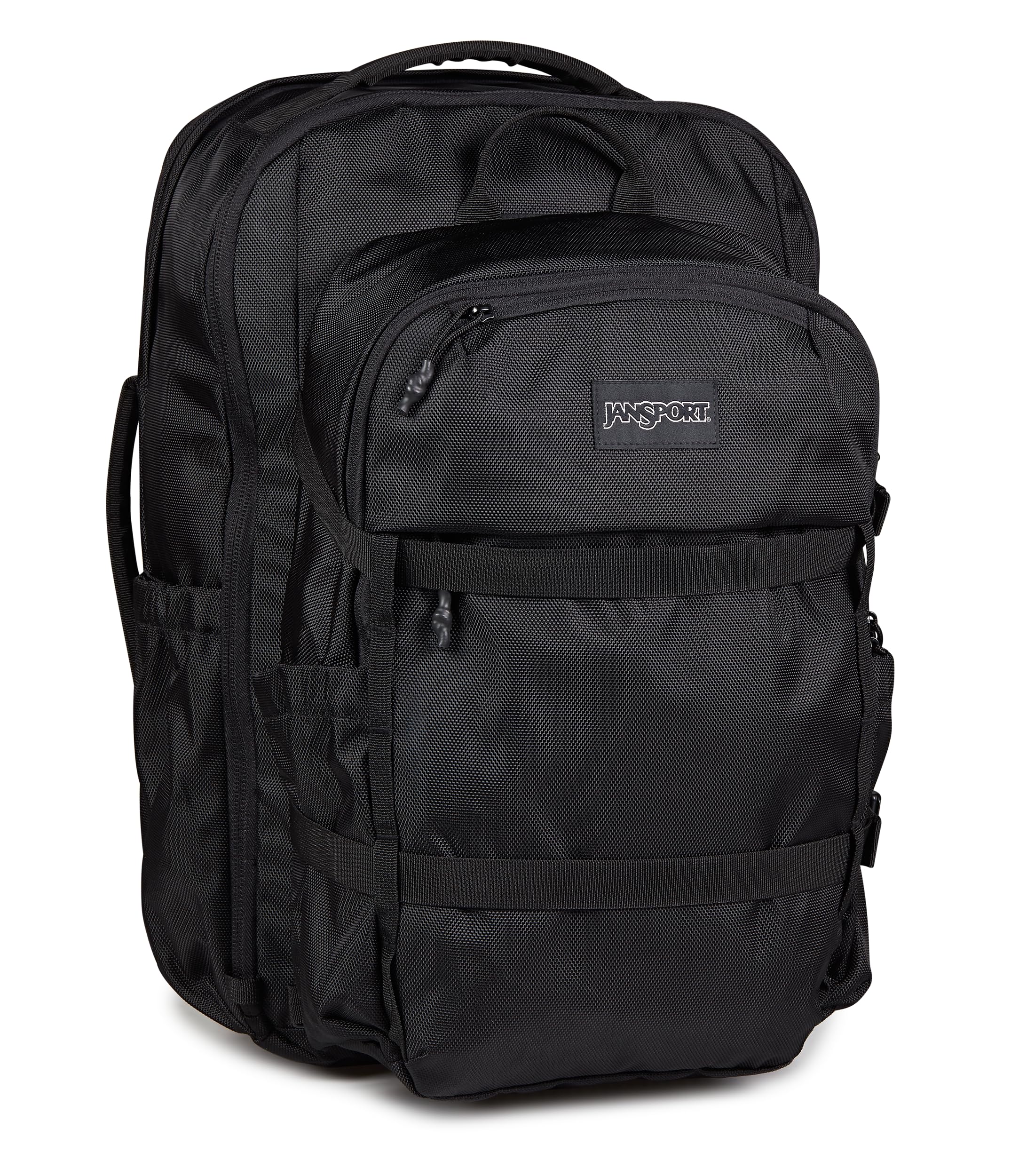 JanSport Venture Pack System – Travel Pack With Large Main Compartment, 4 Water Bottle Pockets, Adjustable Torso Length, Perimeter Wireframe Suspension, Tuck-Away Straps, Padded Hip Belt, Black