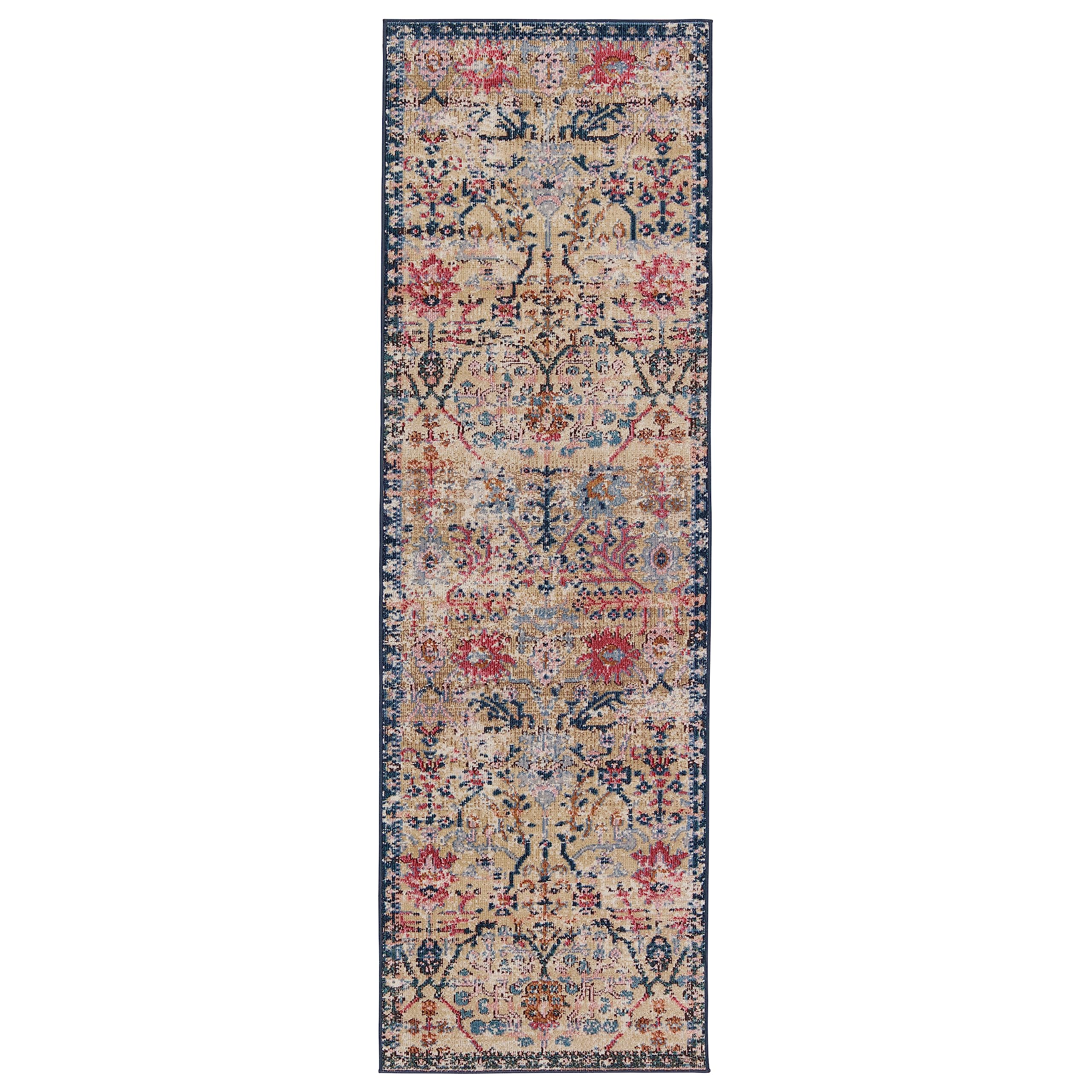 Jaipur Living Indoor Outdoor 2x8 Runner Rug, Vintage, Tan/Blue
