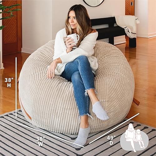 Miniatura 69 de Big Joe Fuf - Puf extragrande (XXL) relleno de espuma con funda extraíble, color niebla Lenox, poliéster tejido duradero, 6 pies, gigante Negro