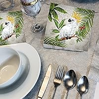 Vista 5 de Servilletas decorativas de 20 unidades, 13 x 13 pulgadas, diseño de pájaro blanco, servilletas de decoupage, servilletas desechables de otoño