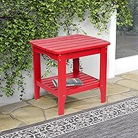 Vista 7 de Shine Company Long Island Mesa auxiliar rectangular de madera maciza, mesa auxiliar Adirondack para exteriores, color rojo chile