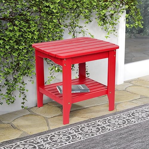 Miniatura 7 de Shine Company Mesa auxiliar rectangular de madera Long Island - Rojo chile