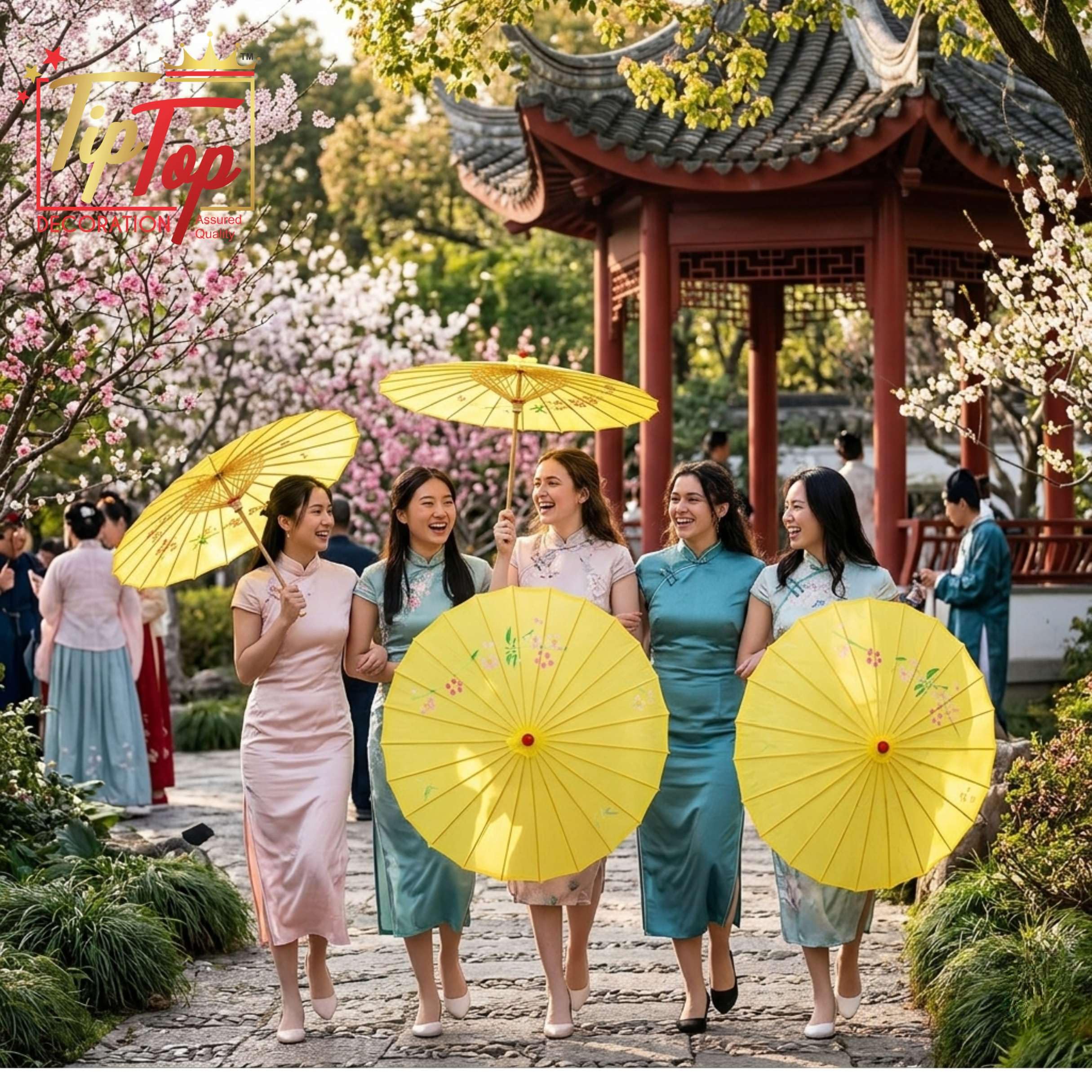 TIPTOP DECORATION Parasol Japanese Traditional Umbrella (33 Inch) (Authentic) (Handmade) (1 Piece) (Yellow) 2