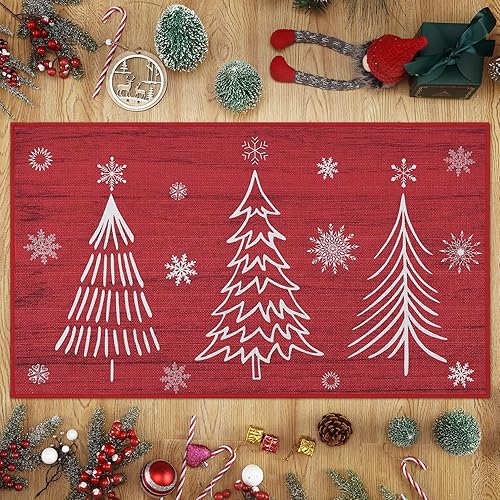 Miniatura 57 de CAROMIO Tapete decorativo de Navidad para puerta delantera, tapete de bienvenida lavable, para interiores y exteriores, antideslizante, tapete