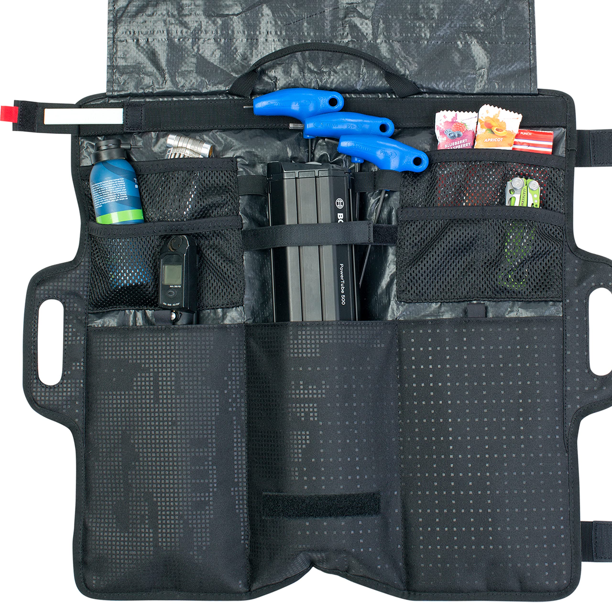EVOC GEAR WRAP transport bag for tools and e-bike batteries (roll-up bag, well-designed subdivision, also for bicycle repair kit, safe transport of bicycle accessories), Black Sports & Outdoors