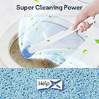 Vista 3 de Juego de 8 Piedras Pómez para Inodoro con Mango Extra Largo de 18 pulgadas, Estuche Soporte Blanco, Piedra Pómez para Limpieza, para Limpiar