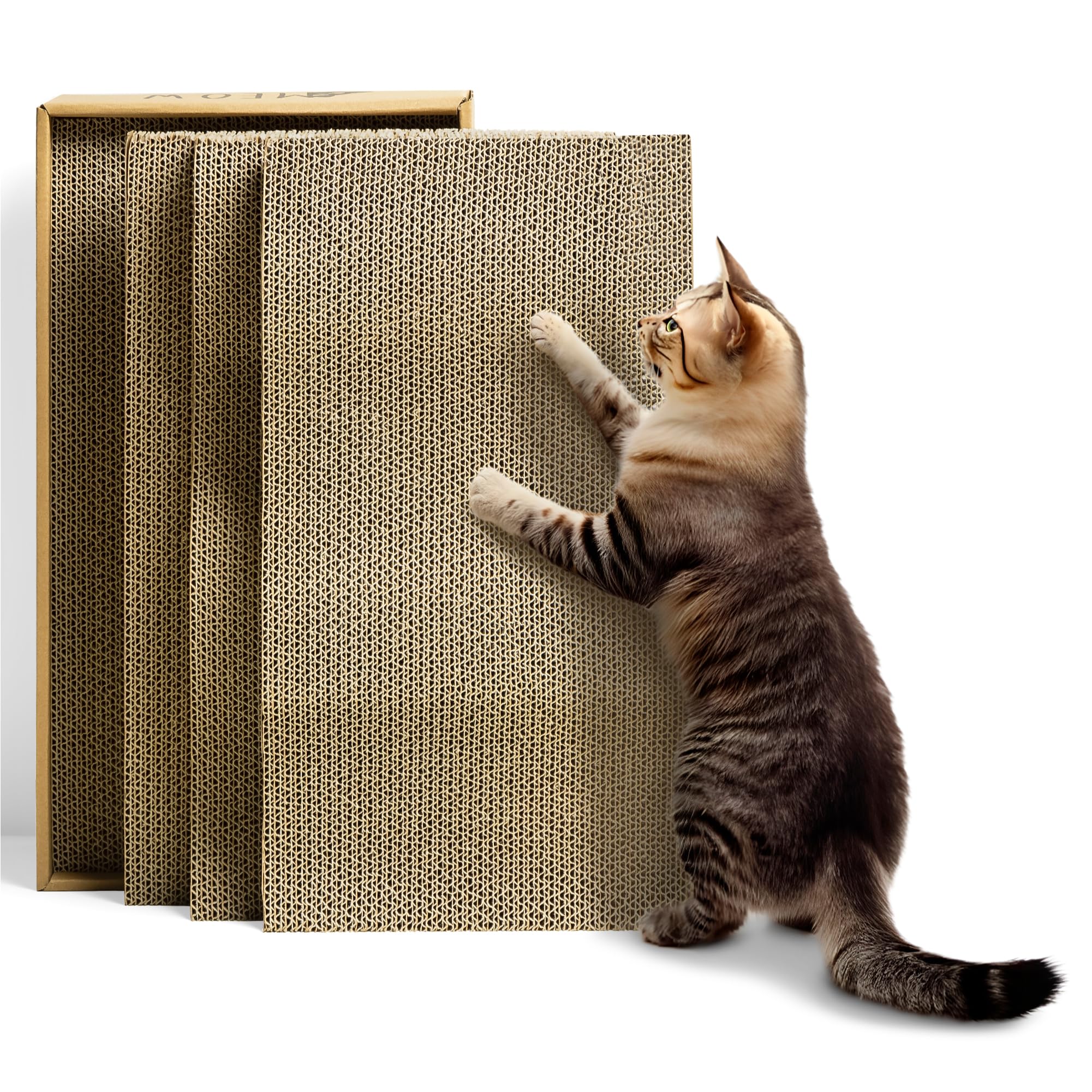 Navaris Cardboard Cat Scratcher Set - Scratching Card Board Mat for Indoor Cats - 17.72