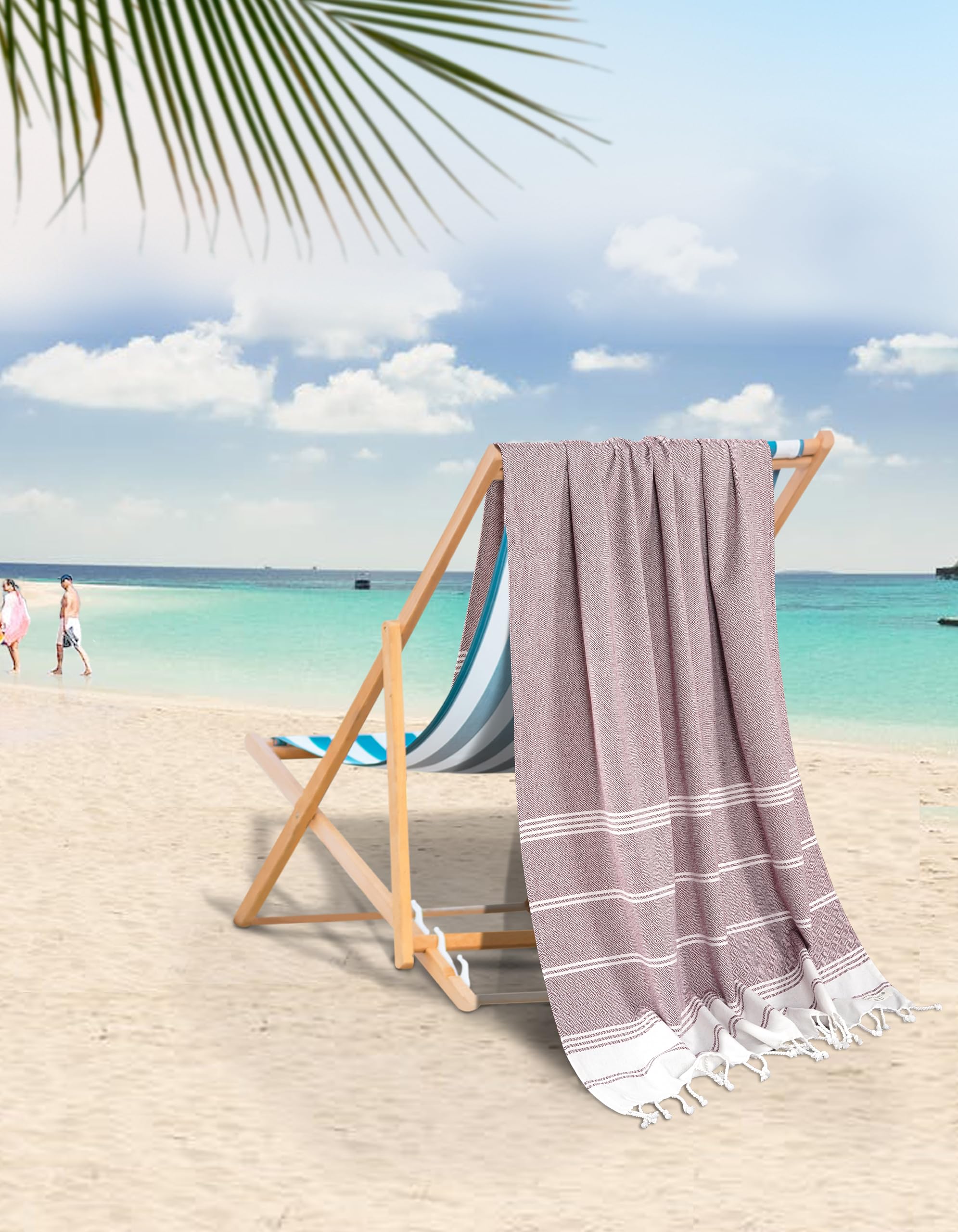 LANE LINEN Beach Towels for Women 2 Pack Large Turkish Towels Oversized, Sand Free, Quick Dry, Lightweight Travel Towel - Image 2