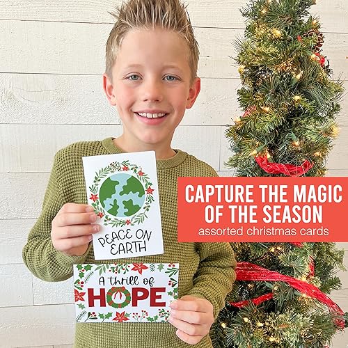 Miniatura 9 de 24 tarjetas de Navidad religiosas de Greenery en caja con sobres religiosos, tarjetas de Navidad a granel con sobres, tarjetas de Navidad surtidas