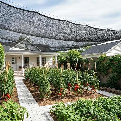 SUNNY GUARD Sun Shade Cloth, 13 x 16.5 FT Black HDPE Mesh