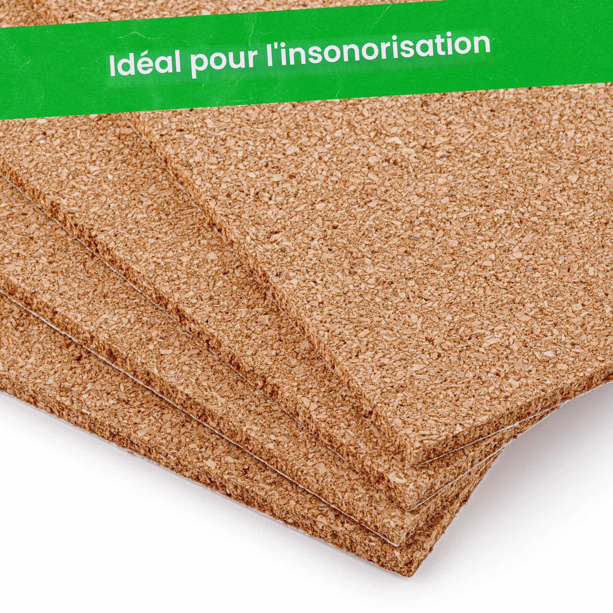 Lot de 25 carreaux de liège autocollants naturels (300 mm x 300 mm x 4 mm)