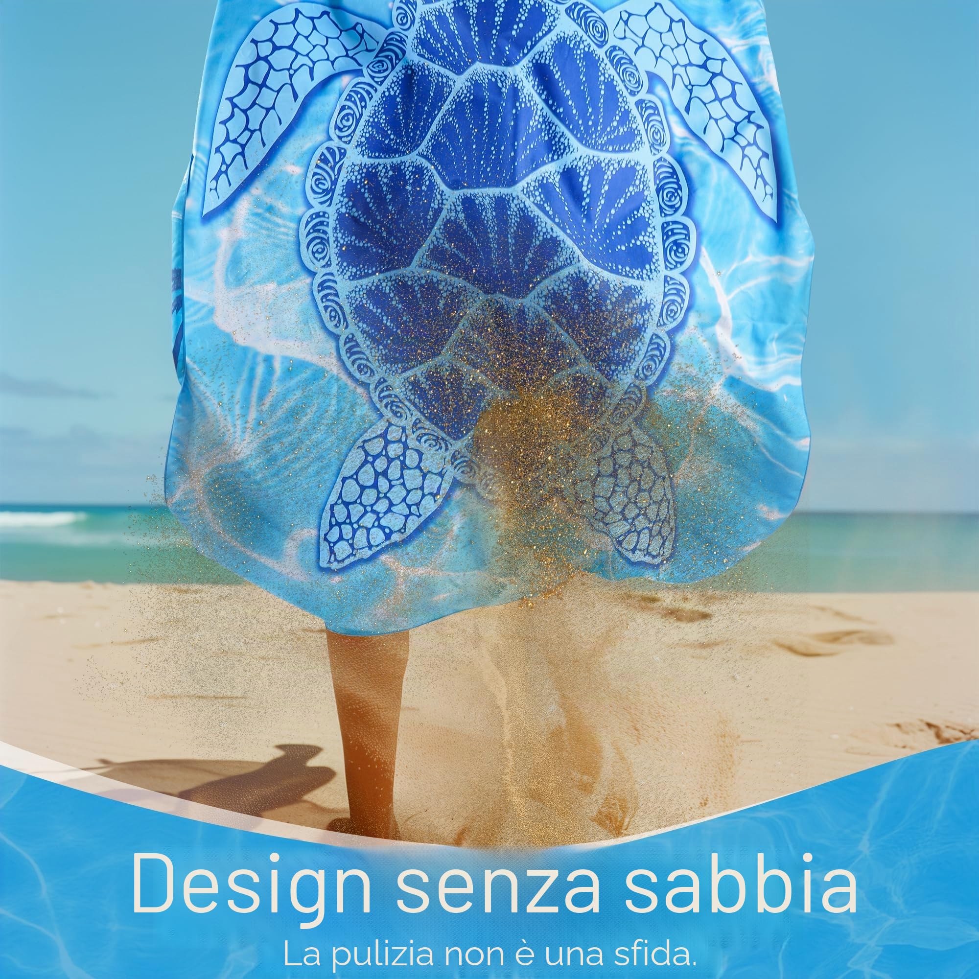 KUOGAS Telo Mare xxl 200x145 cm, Asciugamano Grande In Microfibra Ad Asciugatura Rapida, Telo Bagno Senza Sabbia, Coperta Da Spiaggia Donna (Tartaruga blu)