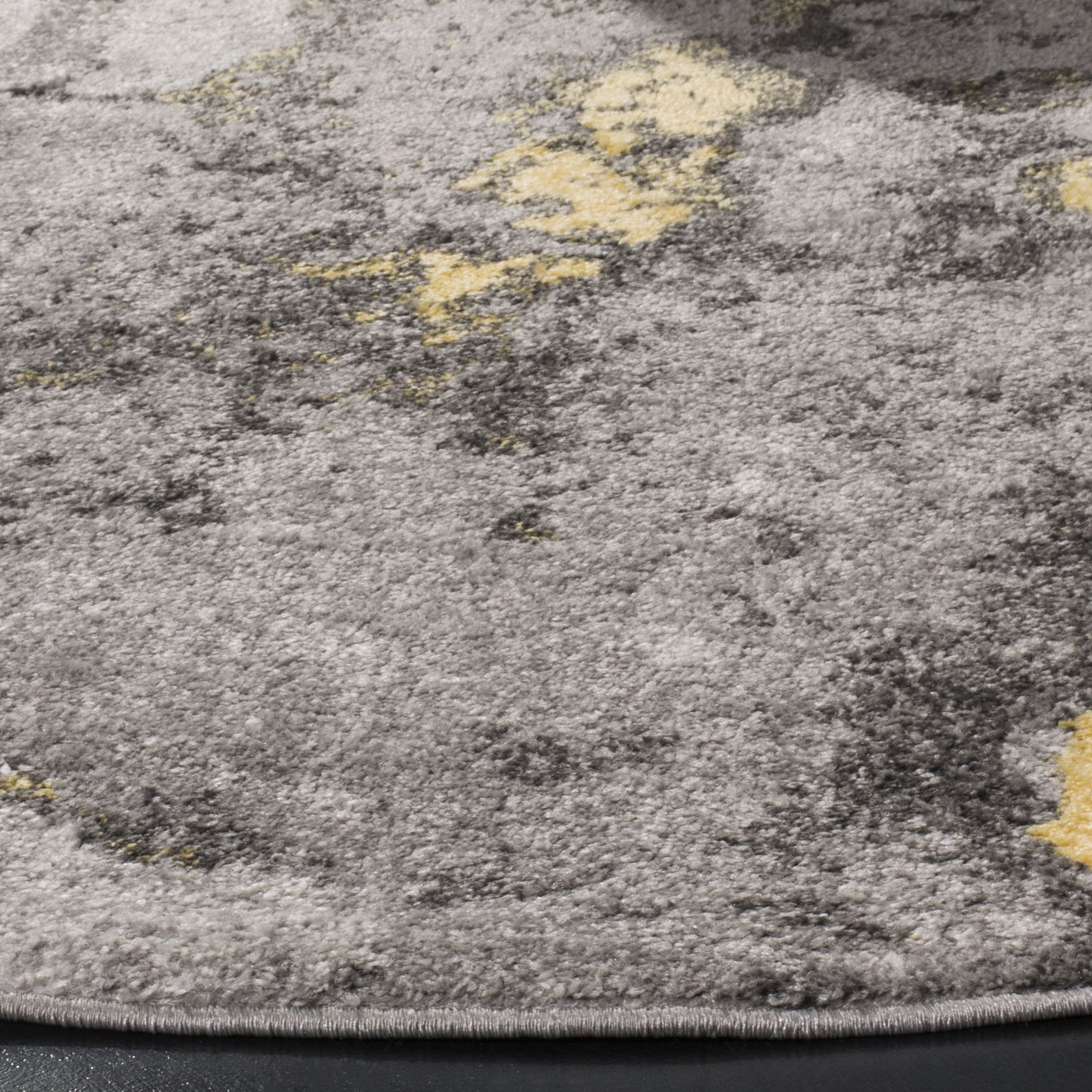 SAFAVIEH Tapis Abstrait pour Salon, Salle à Manger, Chambre à Coucher - Adirondack Collection, Tapis à Poil Court, Gris et Jaune, 120 X 120 cm