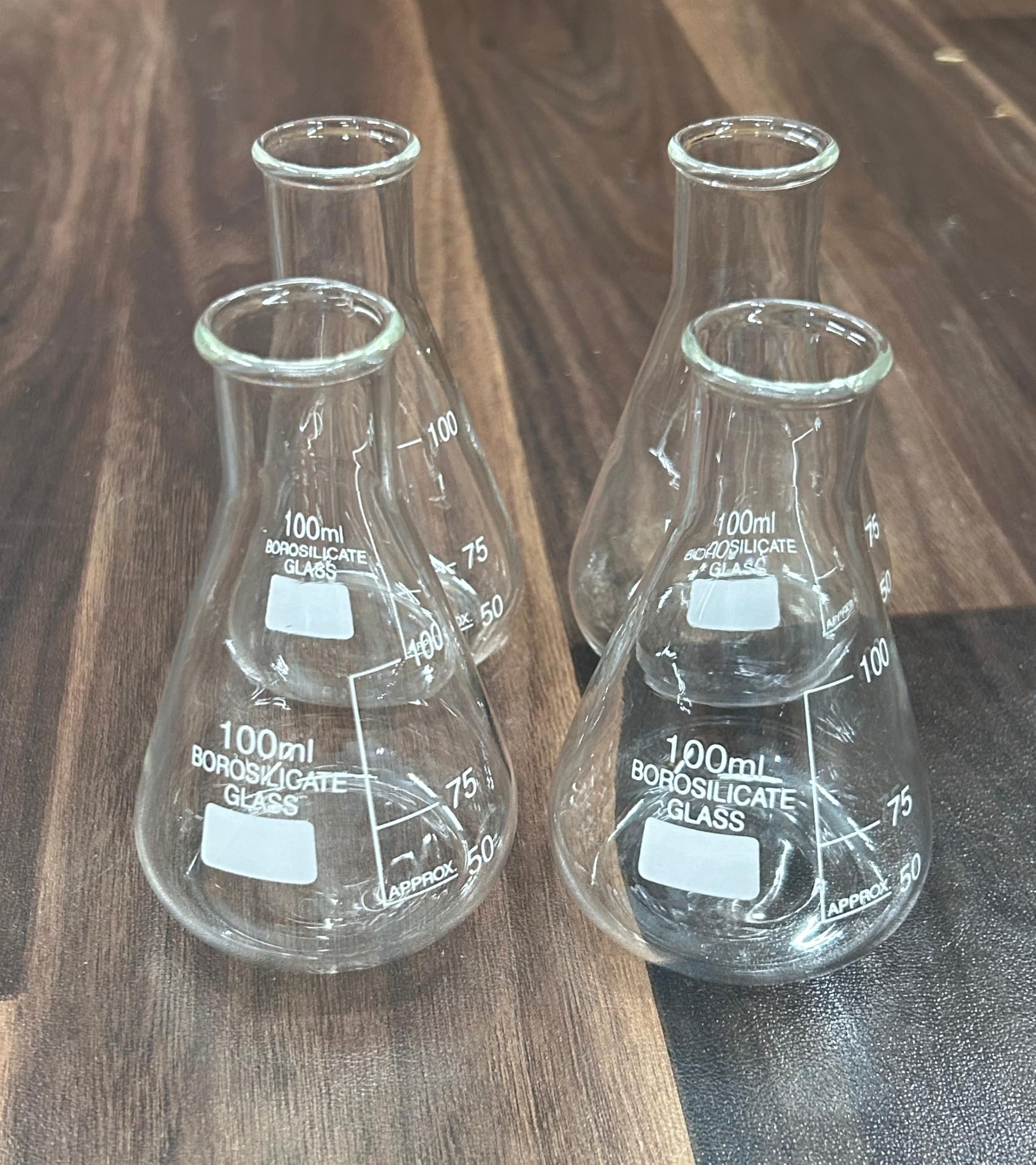 DT Science House Conical flask 100 ml(pack of 4) conical flask borosilicate glass graduation marks precise measurement laboratory experiments smooth surface