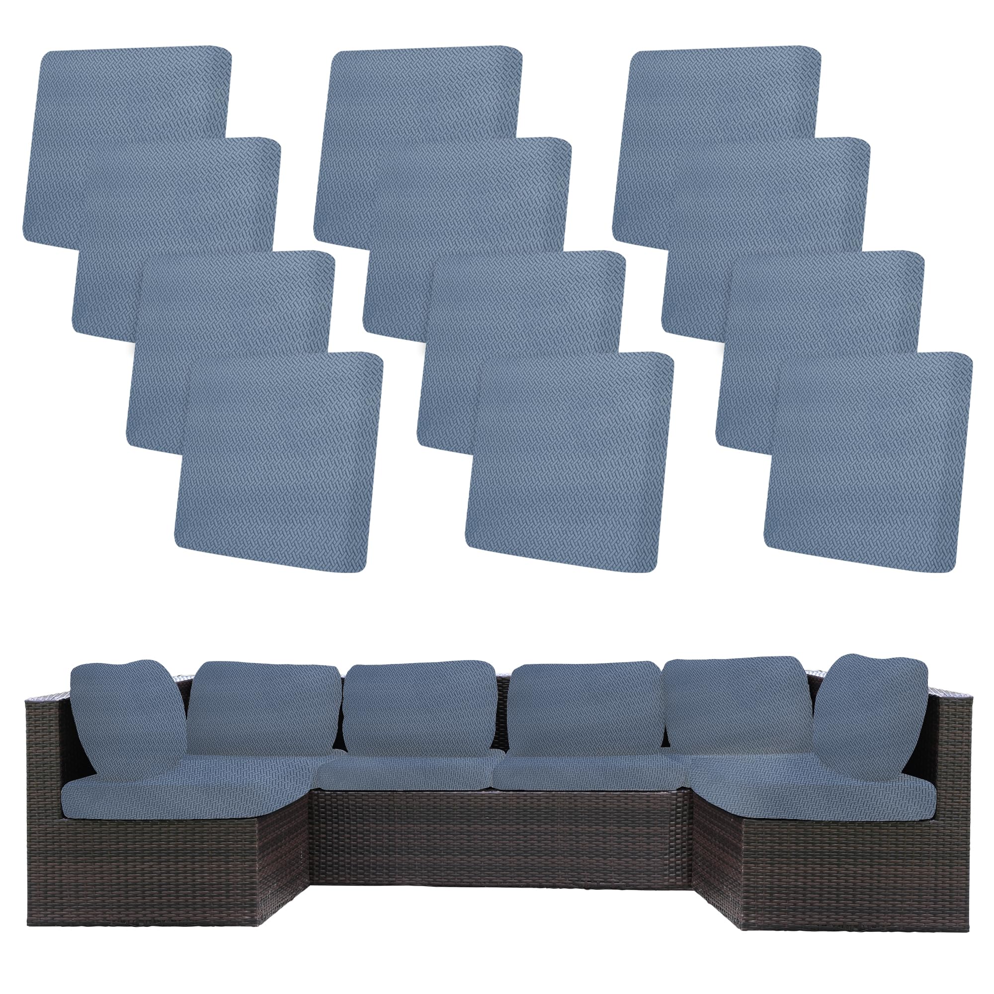 12 Pcs Outdoor Cushion Covers, Patio Sofa Cushion Covers Replacement