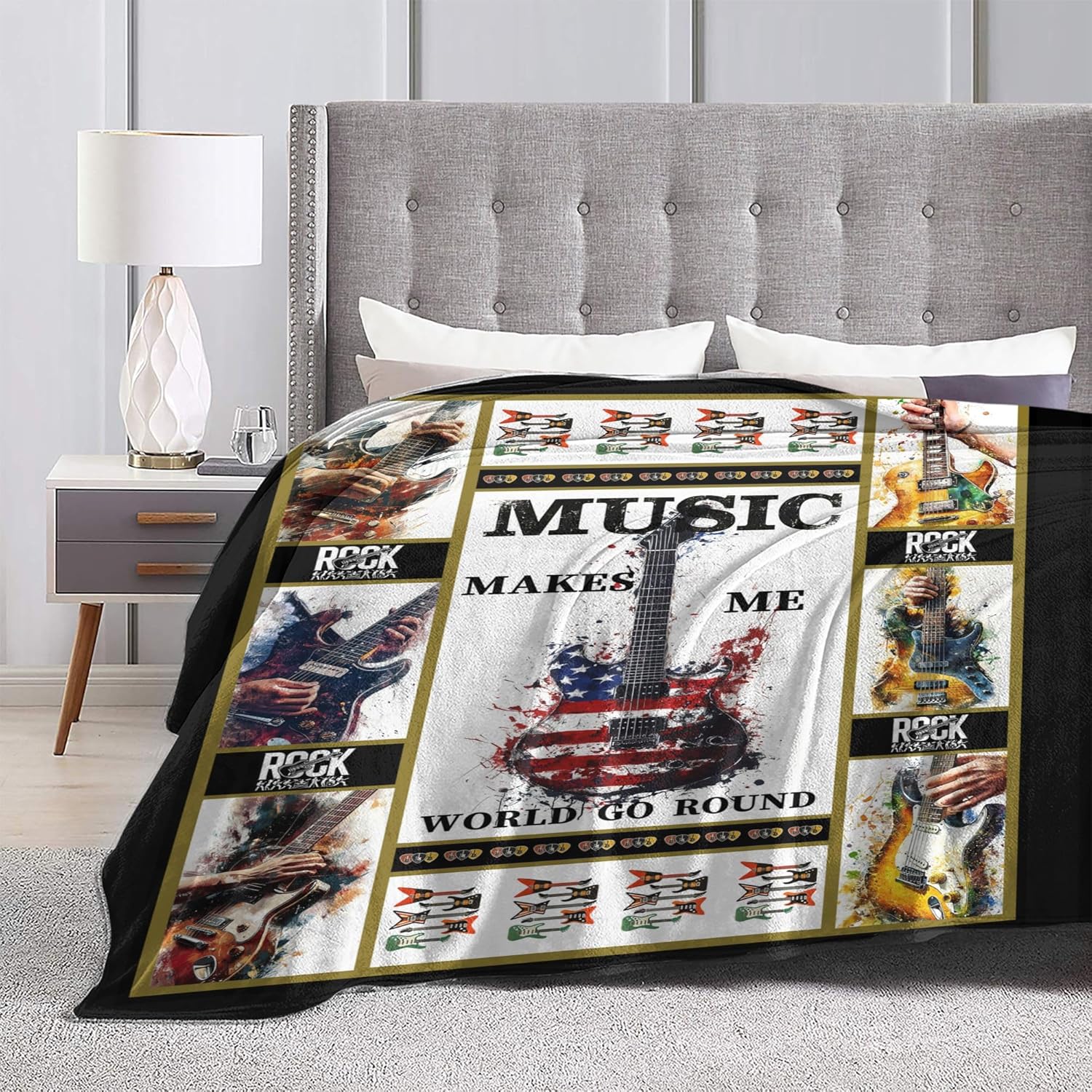 Guitar Throw Blanket Music Soft Warm Cozy Blankets Fuzzy Plush Guitar Fleece Blanket for Couch Bed Sofa Home Decor 40''X50'' - Image 4