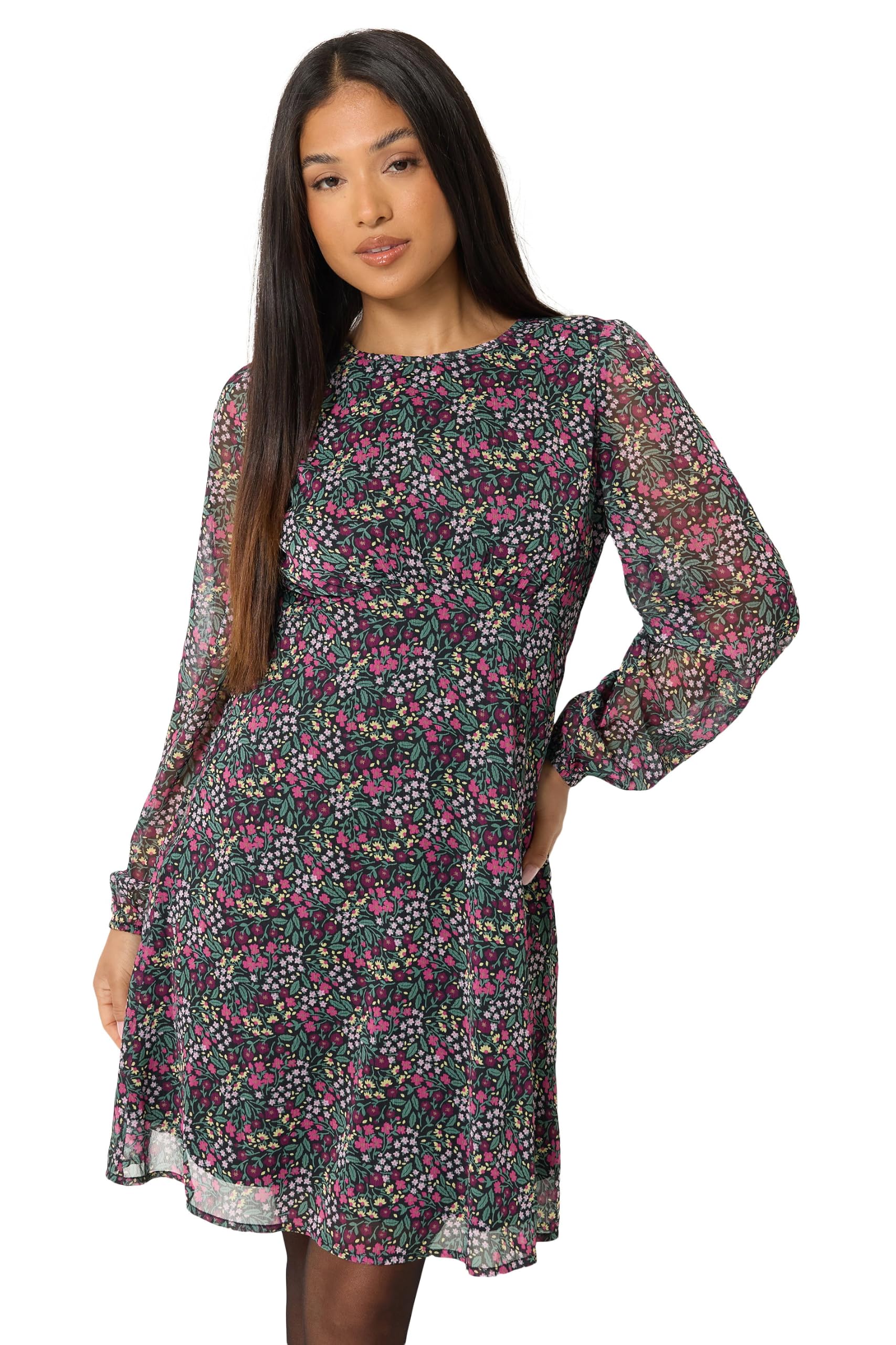 M&Co - Women's - Petite Midi Dress - Long Sleeve - Black