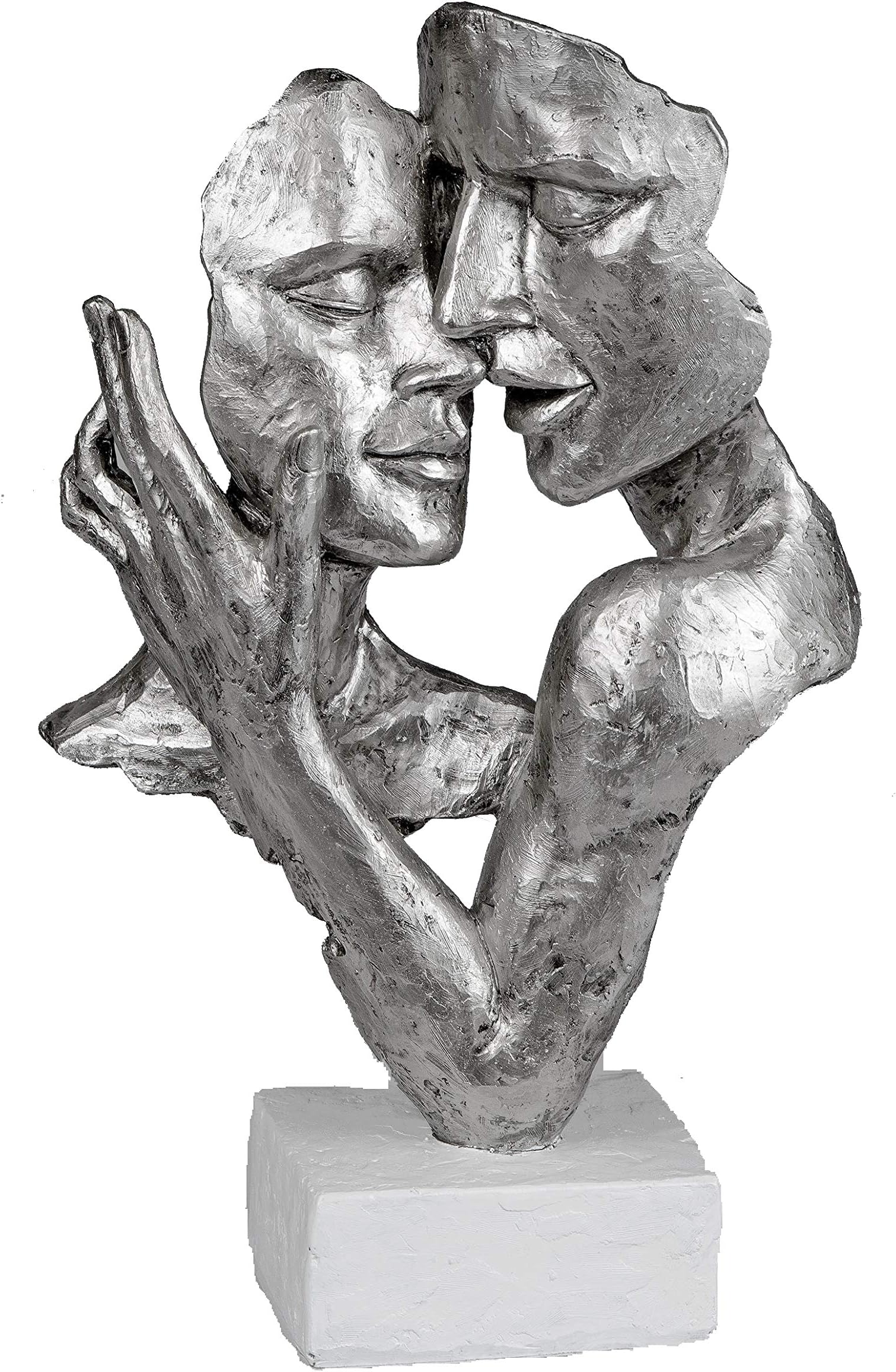 formanoDecorative Figurine Bust Pair Silver on White Base Elegant Sculpture and Living Room Decoration Items (32 cm)