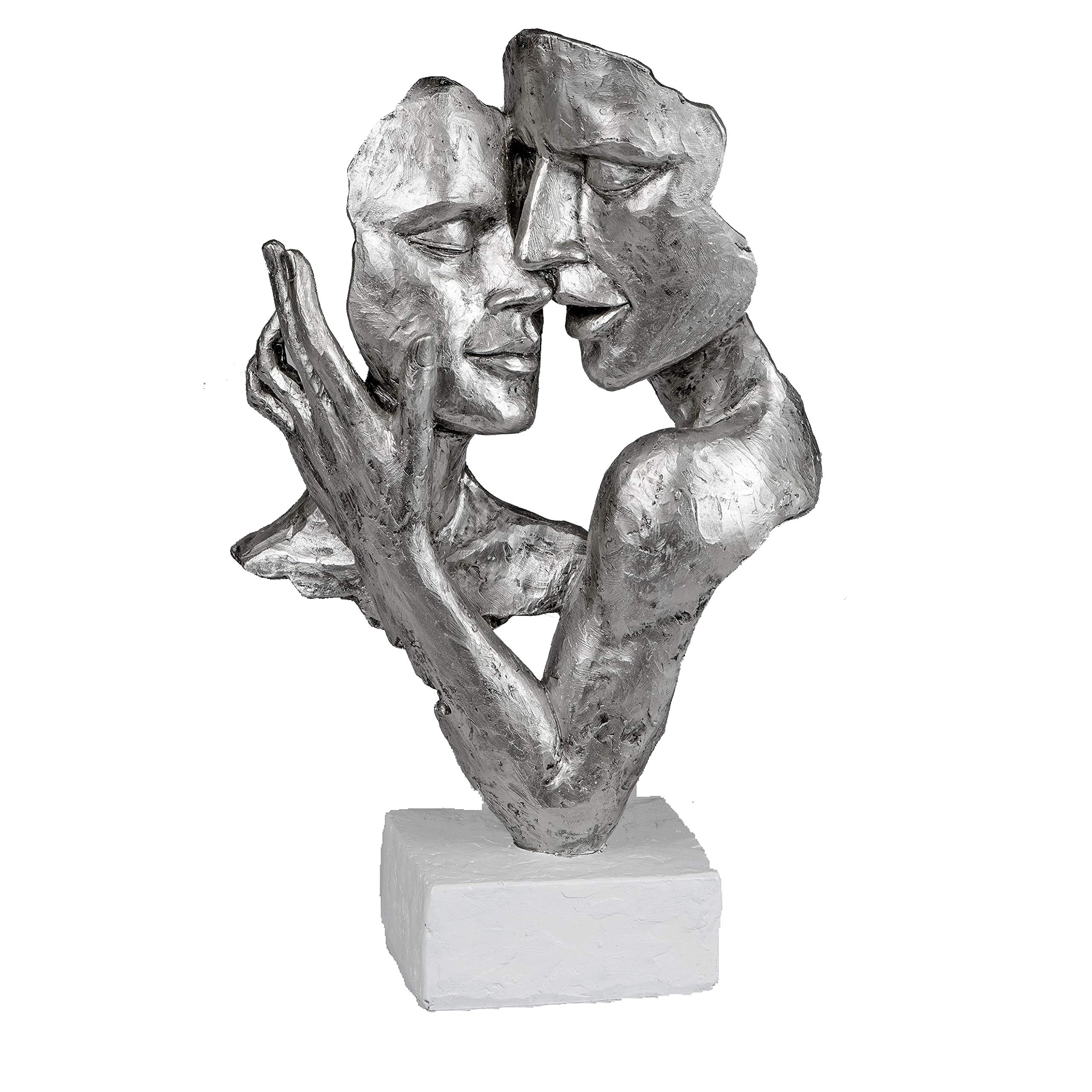 formanoDecorative Figurine Bust Pair Silver on White Base Elegant Sculpture and Living Room Decoration Items (32 cm)