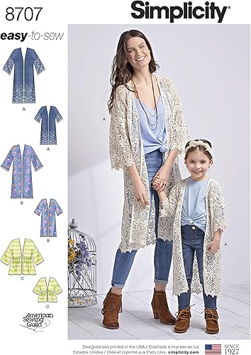 Miniatura 1 de Simplicity Creative Patterns Pattern 8707 - Kimonos para niños y señoritas, 6 x 12 pulgadas