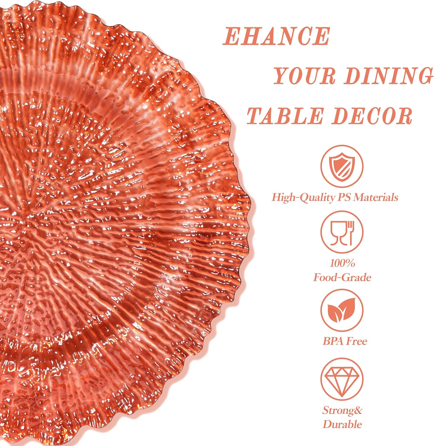 U-QE 60PCS Amber Plastic Plates - Clear Brown Plastic Plates Disposable Heavy Duty - Disposable Plates for Party Including 30PCS 10'' Dinner & 30PCS 7'' Dessert