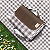 Outdoor Picnic Blankets Waterproof Foldable Sandproof, Large Gingham Cute Picnic Mat Washable Portable for Park Beach Camping Courtyard Brown, 60×80