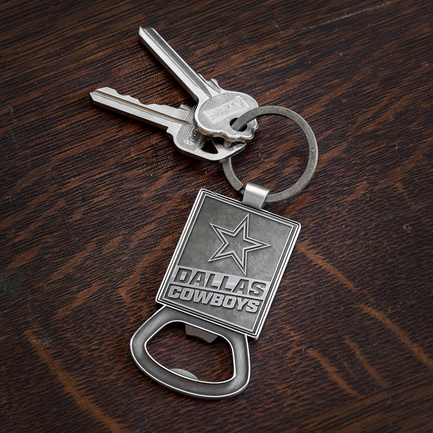 Rico Industries NFL Football Pewter Style Bottle Opener Keychain