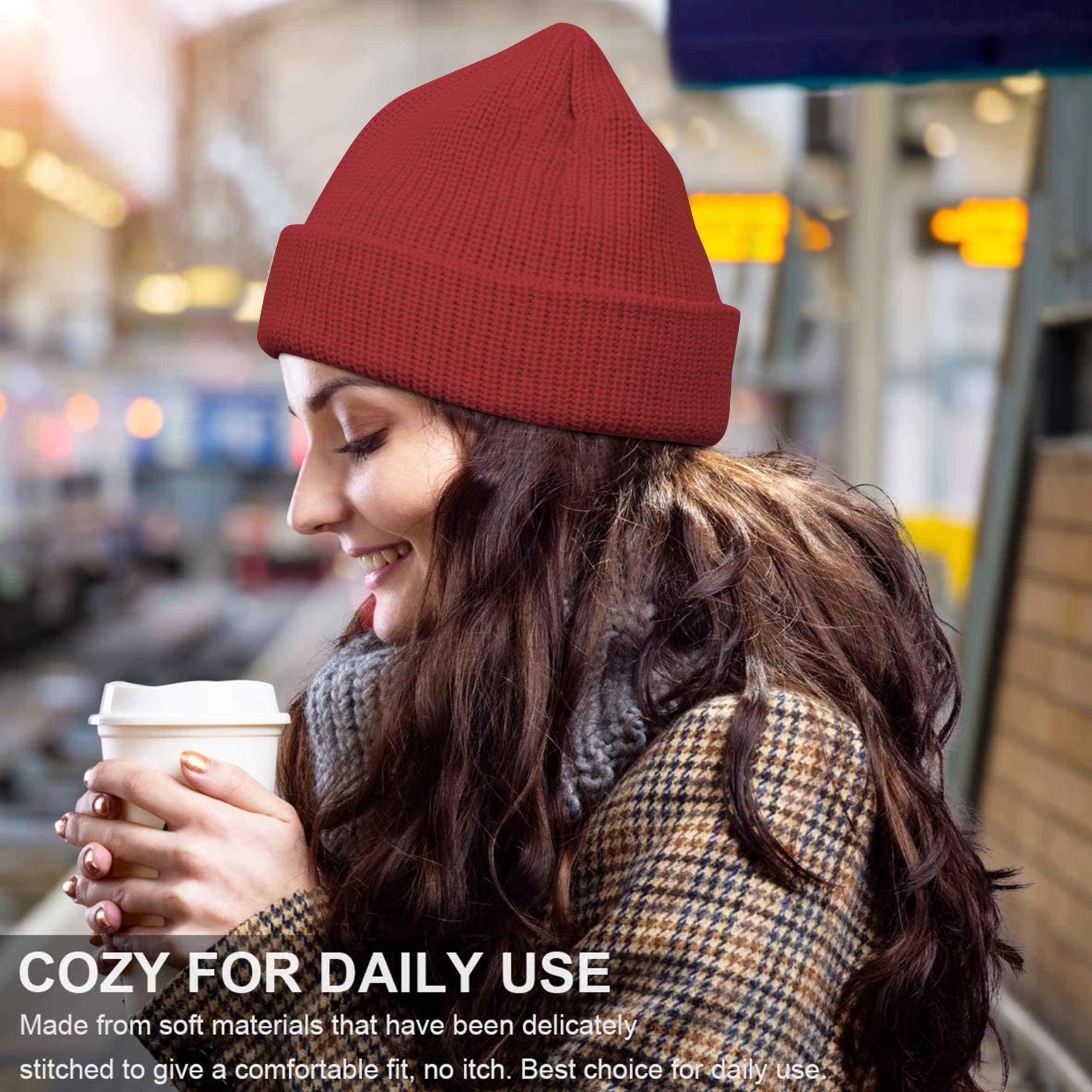 NORTHWIND Winter Cap for Men, Winter Cap for Women, Beanie Cap for Men, Woolen Cap for Man, Woolen Cap for Women, Beanie Cap for Woman, Winter wear (Marron) - Image 3 thumbnail