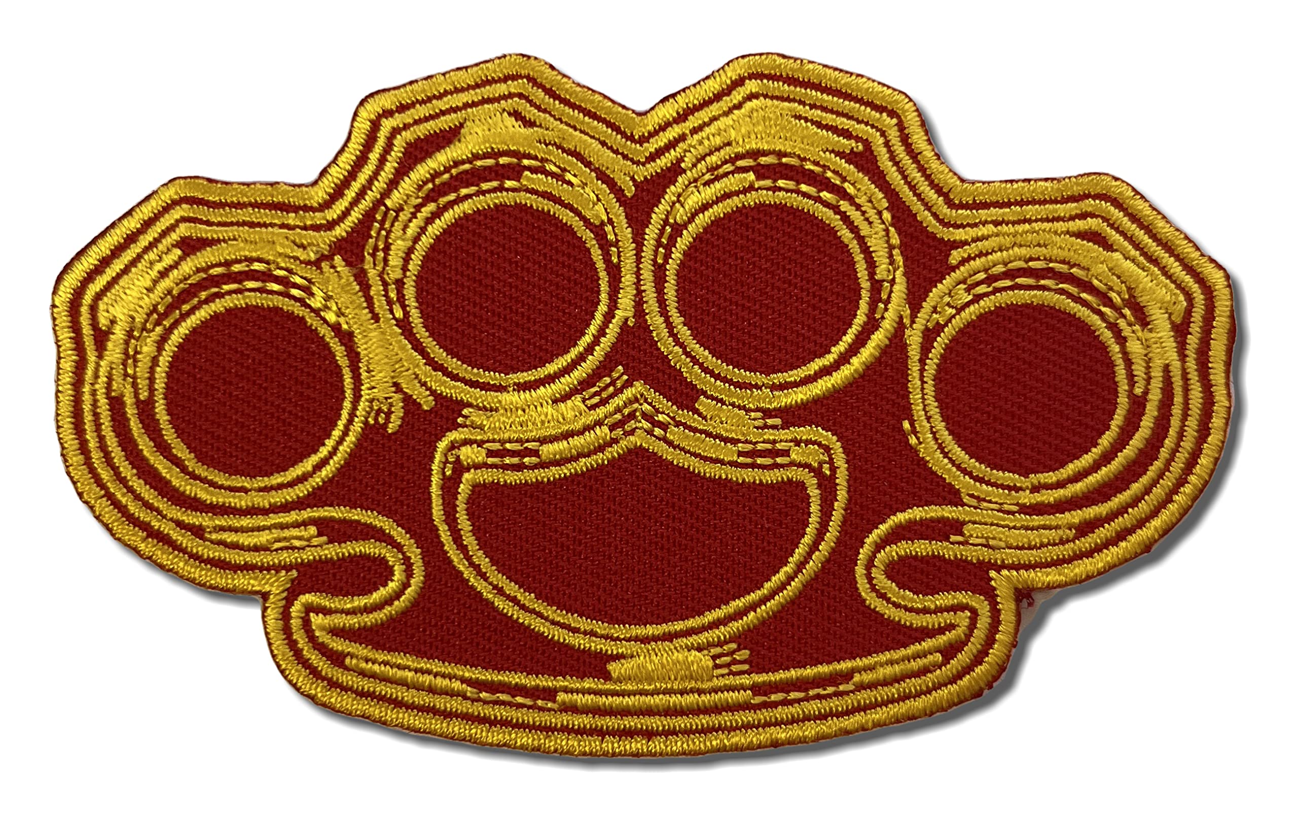Embroidered Brass Knuckles in Red and Yellow Iron on Patch