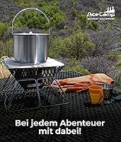 Vista 6 de AceCamp Juego de ollas de cocina ligeras de aluminio anidadas con tapa y mango plegable - 4L, 8L, 12L