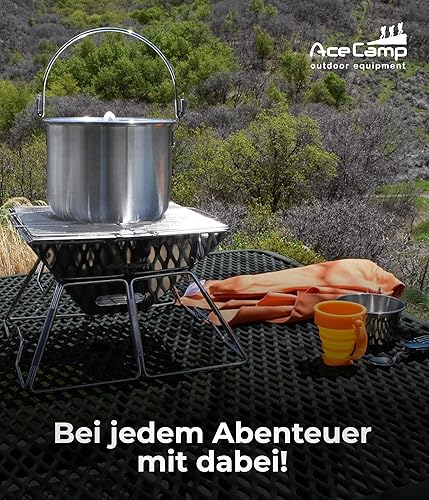 Miniatura 6 de AceCamp Juego de ollas de cocina ligeras de aluminio anidadas con tapa y mango plegable - 4L, 8L, 12L