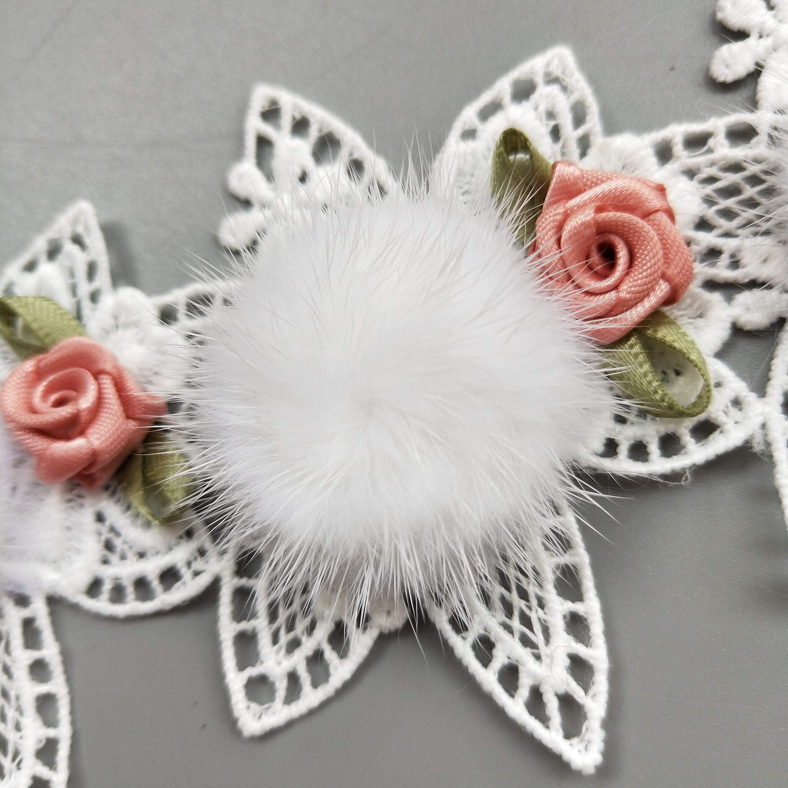 1 Yard Faux Fur Pom Pom Trim - 7.2cm Wide Vintage Lace Edge Ribbon For Sewing & Crafts