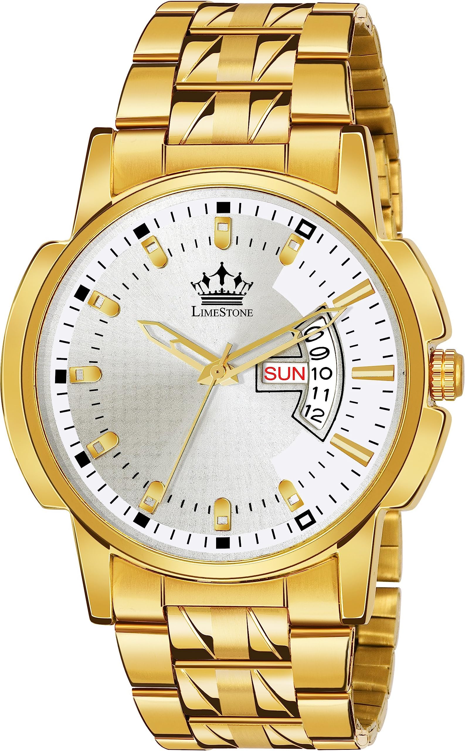 LIMESTONE Day & Date Original Gold Plated HMTS Adjsutable Bracelet Quartz Analog Watch - for Men (B0CCJ37KLW) Amazon Price History, Amazon Price Tracker